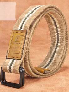 男女通用帆布腰带 休闲商务牛仔裤双环扣腰带 户外编织腰带 - 彩色 - 查看 12