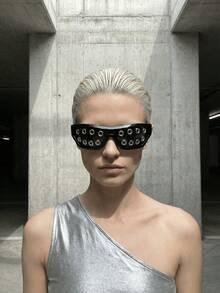 1 Pair Cyberpunk Style Rivet Fashion Glasses, Unique Fashion Party Costume Fashion Glasses, Suitable For Cyberpunk Party, Bar, Photo Shoot - Multicolor - View 4