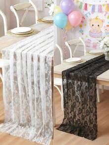 1 szt. Prostokątny bieżnik na stół z koronki tiulowej na baby shower, obrus na pierwsze urodziny, dekoracja stołu na wesele, tło na przyjęcie z okazji ujawnienia płci dziecka, spódnica na stół z okazji baby shower, dekoracja sali na pierwsze urodziny, dekoracja sceny imprezy, upominki na przyjęcie, dekoracje z okazji ujawnienia płci dziecka, prezenty z okazji ujawnienia płci dziecka, dekoracje świąteczne, dekoracja stołu jadalnego, upominki na przyjęcie, białe Walentynki - Styl koronkowy - Zobacz 3