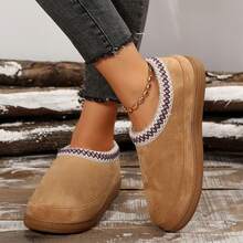 Womens Slippers Fall Winter Cotton Fuzzy Slippers Platform Slippers Mini Boots Braid Slippers Plush Fleece Lining Fuzzy Slippers Shoes Slippers Bedroom Slippers Indoor House - 1903駝色 - 查看 7