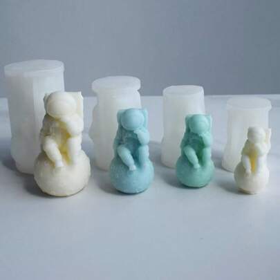 1个宇航员登月蜡烛模具，DIY航空航天主题创意工艺石膏装饰硅胶模具