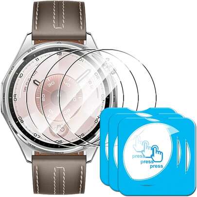 3pcs Screen Protector Set With Alignment Tool, Fit For Huawei Watch GT 5/6 Series, Made Of Tempered Glass, Suitable For Sports And Daily Use, Anti-Fingerprint, Smooth Touch, Long-Lasting Protection, 0.33mm Ultra-Thin, 9H Hardness, Scratch-Resistant, 5D Rounded Edges
