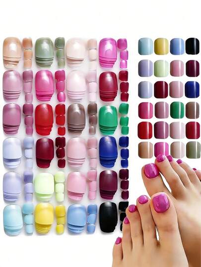 120pcs Mixed Color Short Square Press-On Nails - Gifts For Girls, Mothers, Women - Nail Art Set Removable False Nails For Holiday, Party, Date And Daily Wear