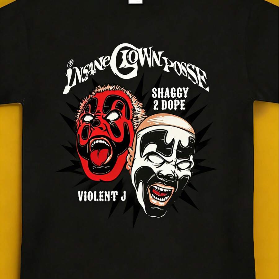 Men's ICP Merch T-Shirt - Vintage Hip-Hop Graphic Tee With Bold ,ICP,Design. Black Casual Crew Neck For Men Women. Perfect Gift For Music Fans. Hip Hop T Shirt. Music Fan Apparel,Casual Short Sleeve Cotton Tee Streetwear - 黑色2 - 查看 1
