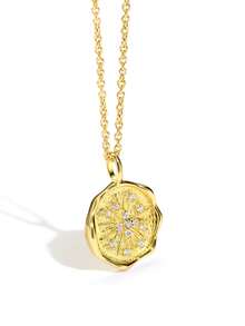 Charm-In 女士镀金吊坠项链，烟花闪耀蜡封设计，镶嵌锆石，可调节链长45+5厘米，简约闪亮风格，适合日常通勤和特殊场合，是送给女友或闺蜜的贴心礼物。 - 金色 - 查看 5