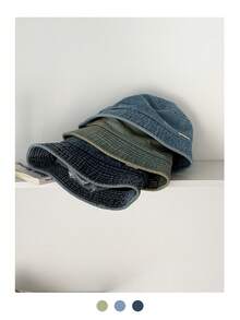 Washed Denim Bucket Hat For Women, Spring/Summer, Japanese Style Versatile, Small Face Flattering, Large Brim Sun Protection, Retro Washed Denim Blue Bucket Hat, High-End Feeling Sun Hat - Multicolor - View 6