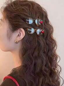 1pc New Cute Bangs Hair Clip, Sweet Style For Party And Daily Wear - Camel - View 5