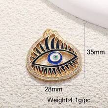 1pc Copper Micro-Inlaid Zirconia Personalized Hip-Hop Luxury Four-Leaf Clover Devil's Eye Pendant, Versatile DIY Bracelet Necklace Earring Accessory Handmade Charm - Multicolor - View 5