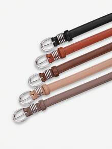 CARBLLY KARVE 1件女士真皮腰带 - 优雅时尚的细皮带，配复古金属扣，日常佩戴的百搭配饰 - 咖啡 - 查看 3