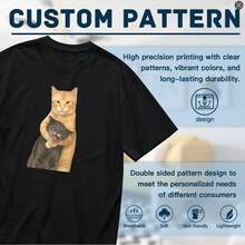 Camiseta lavable de 230g con estampado de momento de discusión entre gatos, camiseta de marca de moda retro batik de alta calidad, camiseta de hombre, camiseta de verano para hombre, regalo - Blanco - Ver 2