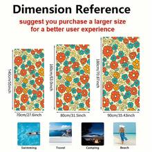 1pc Retro Orange & Blue Floral Microfiber Beach Towel, 360g 30x59inch, Durable & Soft Picnic & Summer Fun, High-End Grade - 30*59inch - View 3