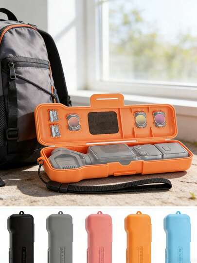 Sunnylife Portable Storage Case For DJ I Osmo Pocket 3, Anti-Drop Protective Cover With Wrist Strap, Filter Accessories Holder, Compatible With Pocket 3 Gimbal Camera, Shockproof Travel Carrying Case, Lightweight Protective Case For DJ I Osmo Pocket 3 Accessories (Camera Not Included)