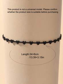 Heart Decor Choker - Black - View 4