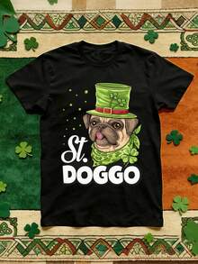 St. Doggo Short-Sleeve Unisex T-Shirt Saint Patrick's Day Tee Shirt Gift - Black - View 1
