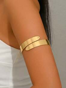 1件优雅高品质不锈钢金属手镯，适合女性日常佩戴、参加派对、海滩度假等场合。 - 金色 - 查看 2