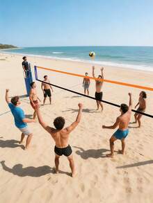 1个耐用结实的超大PE游泳池排球网,尺寸可选10.17英尺/13.45英尺/16.73英尺/20.1英尺/22.64英尺,适用于户外家庭活动、后院和沙滩游戏、沙滩和水上运动娱乐,网体结构稳固,包含排球配件和收纳袋 - 球網 - 查看 7