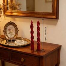 2pcs European Style Red Gear Shaped Long Handle Candles, Spiral Candles, Thick Spiral Candles, Thin Spiral Candles, Large Spiral Candles, Striped Long Handle Candles, High Quality Soy Wax Smokeless Candles, Premium - 2pcs - View 16