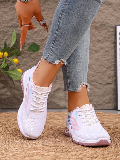 1 Pair Women's Lace-Up White Fashion Sneakers, Comfortable Breathable, Versatile For All Seasons