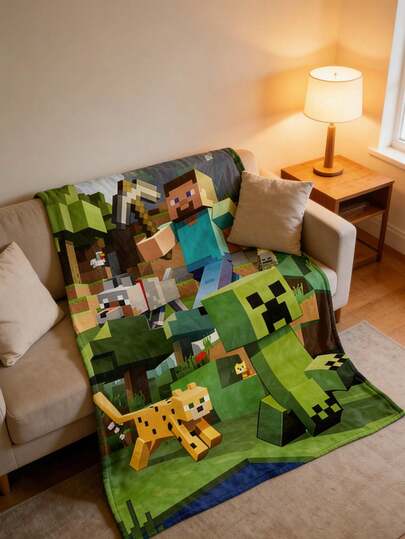 Minecraft Blanket - Thickened Winter Cover For The Game, Plush Sofa Cushion For Naps, Soft Throw Blanket For The Sofa, Office Napping Cover, Suitable For Autumn And Winter.