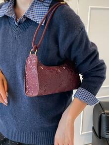 Elegant And Compact Underarm Bag, 2026 New Style, Women's High-End, Luxurious, Retro Style, Versatile And Simple, Fashionable Shoulder Bag With Single Strap. - Burgundy - View 8