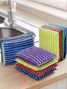 Four-Packing, Kitchen Dishwashing Sponge, Pot Brush Artifact, Household Double-Sided Cleaning Sponge Wipe, Scrubbing Pad, Kitchen Scrubbing Sponge, Cleaning Supplies, Cleaning Tools, Back-To-School Supplies - A - View 3