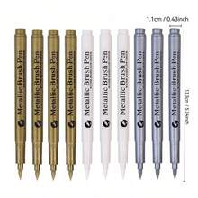 3-12支/套 金属质感永久性马克笔，白色/金色/银色，防水油性颜料马克笔，适用于岩石、马克杯、陶瓷、玻璃等材质，DIY绘画用品 - 彩色 - 查看 33