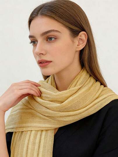 1pc Classic Solid Color Elegant Lightweight Scarf, Versatile For Vacation, Photography, Party, Spring/Summer New Arrival For Women