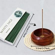 32根加粗型鼠尾草香薰棒，直径0.3厘米，精油浸润木质香氛棒，适用于瑜伽、冥想、净化负能量 - 12cm鼠尾草 - 查看 5