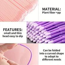 100pcs Nano Ultra-Fine Fiber Swabs, For Precision Eye Makeup And Eyeliner Application, Fragrance-Free PP Material, Ultra-Fine Tip For Perfect Application And Gentle Removal, Includes Eyelash Extension Cleaning Sticks And Eyelash Brushes - Multicolor - View 7