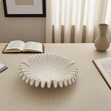 Bandeja de resina de estilo bohemio de 19 cm, con bordes fruncidos - Bandeja decorativa blanca, adecuada para la sala de estar, el tocador o la mesa del comedor, diseño rectangular, para decoración del hogar, servir alimentos, accesorios de tocador, estilo minimalista, superficie lisa - Multicolor - Ver 13