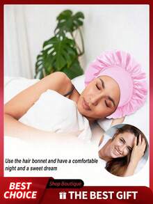 1件装丝绸睡帽套装 - 柔软弹力缎面睡帽（黑色和金色），温和的睡帽，保护头发并控制毛躁。 - 均碼 - 查看 4
