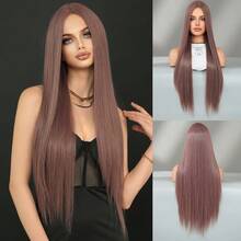 7JHH WIGS 超长直发灰紫色假发，30英寸，优雅蓬松，无刘海，中分，采用超柔软耐热合成纤维制成，美观的全机织假发，适合时尚女孩动漫或角色扮演装饰，以及音乐节、舞会、街头服饰等场合。 - 淺灰紫 - 查看 12