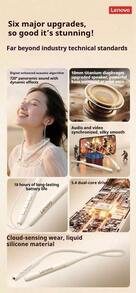 Lenovo 联想E500颈挂式蓝牙耳机，蓝牙5.4，HiFi音质，ENC降噪，IPX4防水，20小时超长续航，运动耳机 - 均碼 - 查看 6