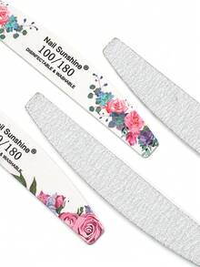 NailShine Rose Half Moon Shaped Professional Nail File With 100/180 Grit Nail File Strip - Multicolor - View 10