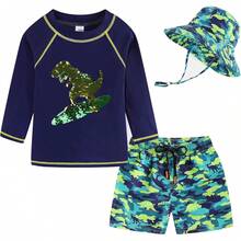 ¡RecomendadoFu3piesuit1 Juego de protección de Sarpullido bebés niños¡Top de Temporada - Dinosaurio de lentejuelas Ombre - Ver 9