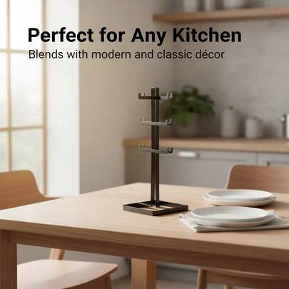 Soporte de vasos de metal negro - Ideal para organizar tu cocina