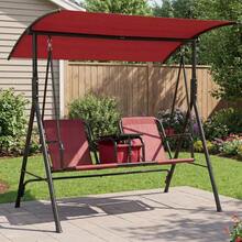 CuisinSmart 2 Person Porch Swing,Outdoor Swing With Pivot Storage Table, Cooler Bag,Patio Swing With Adjustable Canopy For Backyard Balcony Poolside - 紅色的 - 查看 1