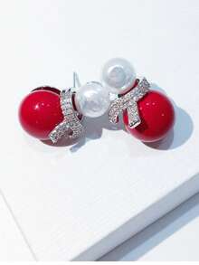 925纯银创意可爱雪人耳环，情人节生日礼物耳环，925银耳环，夹式耳环，珍珠耳环，婚礼耳环 - 彩色 - 查看 7