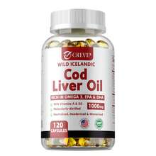PSLALAE Wild Icelandic Cod Liver Oil - With Omega-3,EPA,DHA,Vitamin A & D3, Promotes Eye, Heart & Joint Health, Support Brain Memory And Cognitive - 120pcs - 一瓶 - 試用階段 - 查看 10
