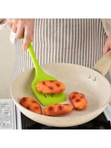 1pc Large Silicone Spatula; Non-Stick Kitchen Turner; Leak-Proof Durable; Extra Flexible; Pizza Fish Cooking; Long-Lasting Utensil; Kitchen Cooking Tool - Multicolor - View 7