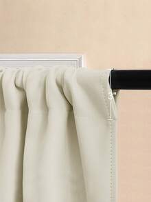 1pc High Blackout Solid Color Curtain Fabric, UV-Resistant Polyester Rod Pocket Top, Easy To Hang, Year-Round Blackout, Suitable For Kitchen, Living Room, Office Decor - 32# Beige - View 4