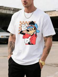 Men's Disney Casual T-Shirt, Max Goof Retro Skate Print, 90s Cartoon Design, Comfortable Soft Fabric, Perfect For Goofy Movie Fans - 白色 - 查看 1