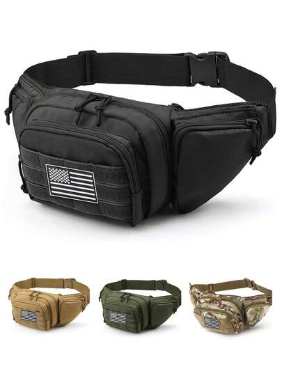 Practical Waist Bag For Outdoor, Layered Storage, Adjustable Waist, Quick Release Buckle, Durable Fabric