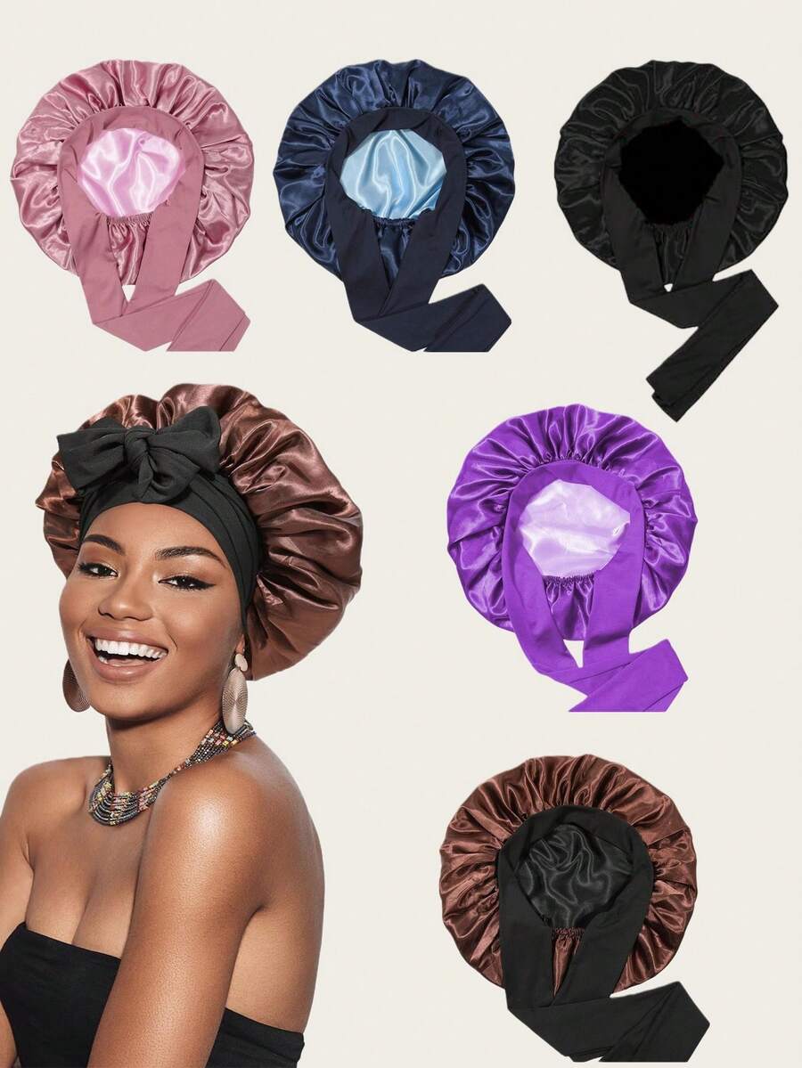 Gorro de dormir con estampado floral, gorro elástico con estampado, gorro para el cuidado del cabello, gorra de ducha - Multicolor - Ver 1