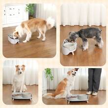 Ceramic Raised Slow Feeder Bowl Set - Small/Medium Dog Elevated Food & Water Bowls With Stand - Helps Reduce Gulping, Non-Slip, Splash-Proof, Microwave , Easy To Clean - 850ml + 290g - View 1