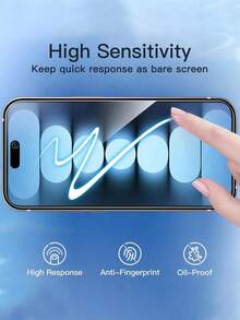 2 piezas Protector de pantalla de vidrio templado con impresión de pantalla de seda negra, compatible con iPhone 15/15 Plus/15 Pro/15 Pro Max, 14/14 Plus/14 Pro/14 Pro Max, 13 Mini/13/13 Pro/13 Pro Max, 12 Mini, también compatible con iPhone 16/16 Pro/16 Plus/16 Pro Max, 17/17 Air/17 Pro/17 Pro Max. Hecho de material de vidrio templado, resistente a los arañazos. - Negro - Ver 3