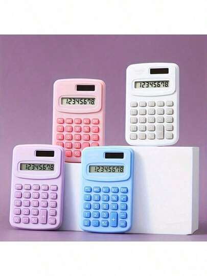 1个可爱迷你纯色袖珍计算器 C888，金融办公电脑学习用品，日常必需品
