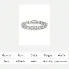 MDFUN 14K白金镀层锆石奢华网球手链 CZ 时尚珠宝 生日、周年纪念礼物 - 白色 - 查看 10