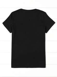 Camiseta Gráfica De Mujeres En La Ciencia - Cuello Redondo Casual, Manga Corta Con Estampado De Íconos Científicos, Poliéster, Color Oscuro, Ideal Para Atuendos Informales O Entusiastas De La Ciencia, Ropa Temática Científica | Prendas Con Motivos Científicos | Tejido MicroStretch - Oscuro - Ver 2