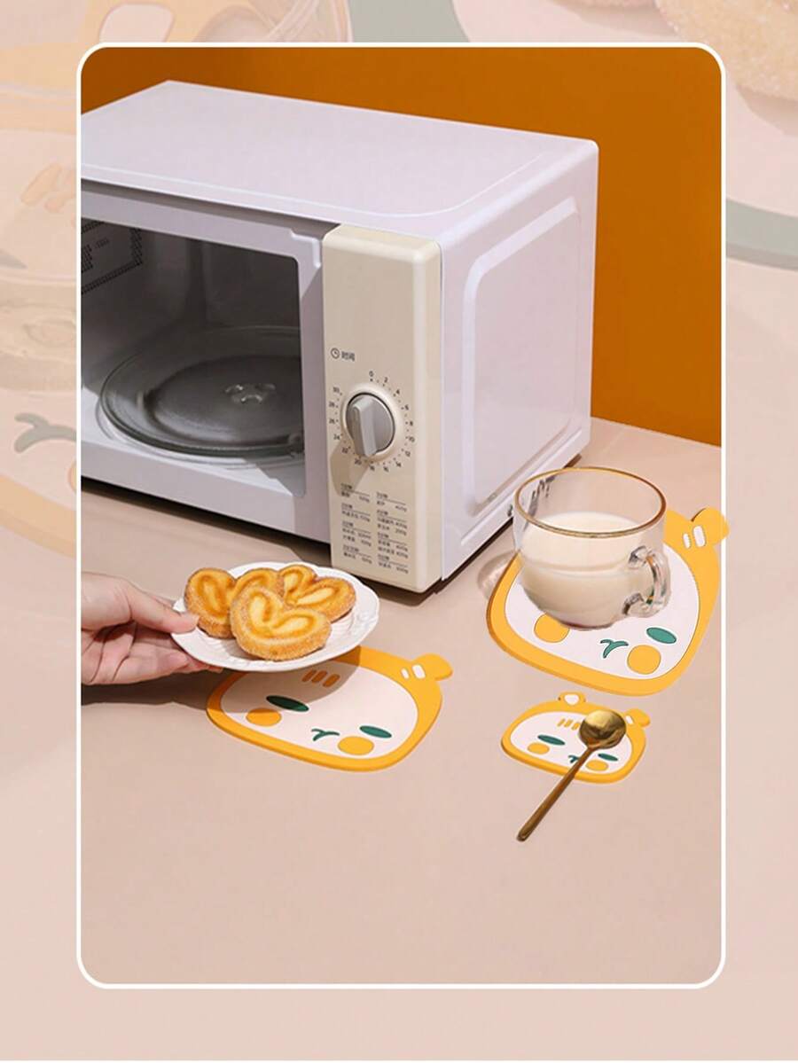 1pc Heat Insulation Mat, High Temperature Resistant PVC Cartoon Hip-Hop Placemat, Dining Table Pad, Coaster For Home Use - Multicolor - View 1